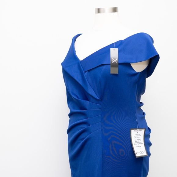 Xscape - Off-Shoulder Ruched Dress - Picture 10 of 12